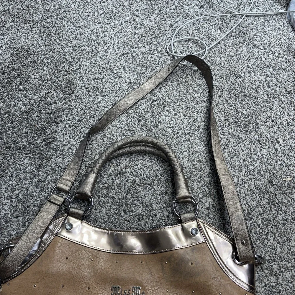 MISS ME Shoulder Bag Tote Grunge Purse Y2K Gold Metallic